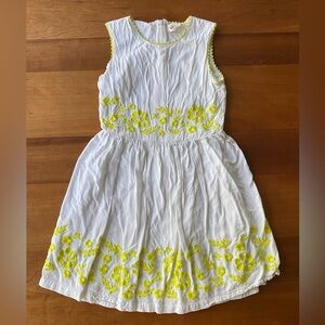 Mini Boden girl’s 11-12 y.o. sleeveless dress with yellow embroidery